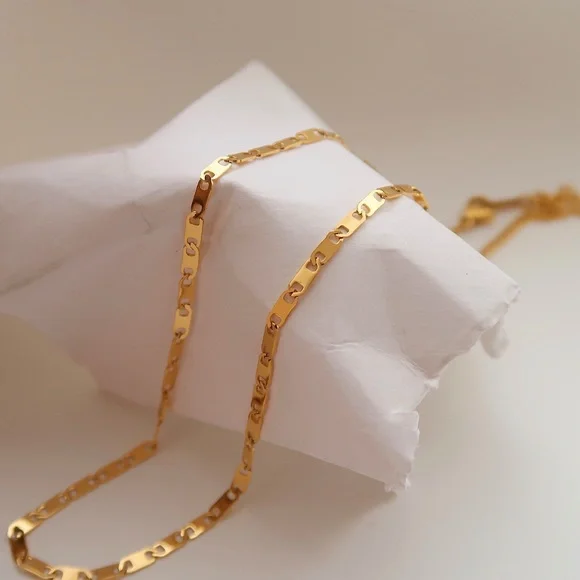 CLOSING SALE! ✨18K Gold Plated Flat Anna Chain Necklace - Picture 4 of 9